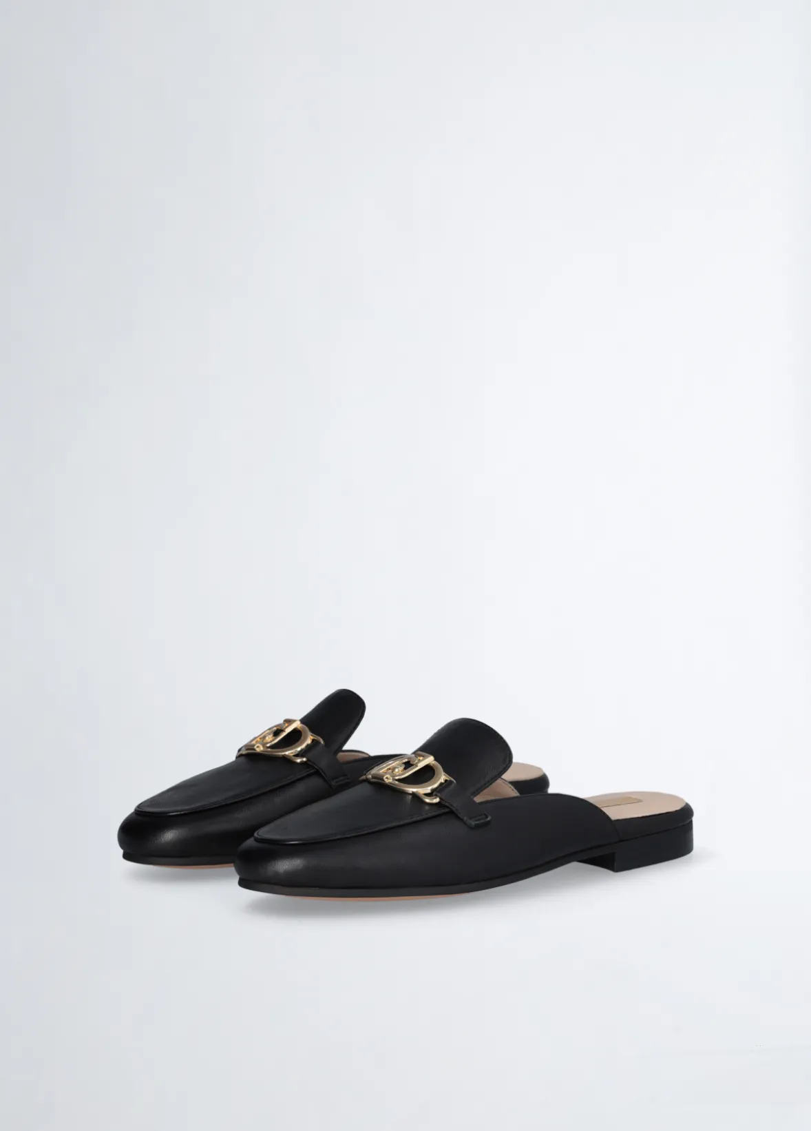 Slippers in pelle con logo