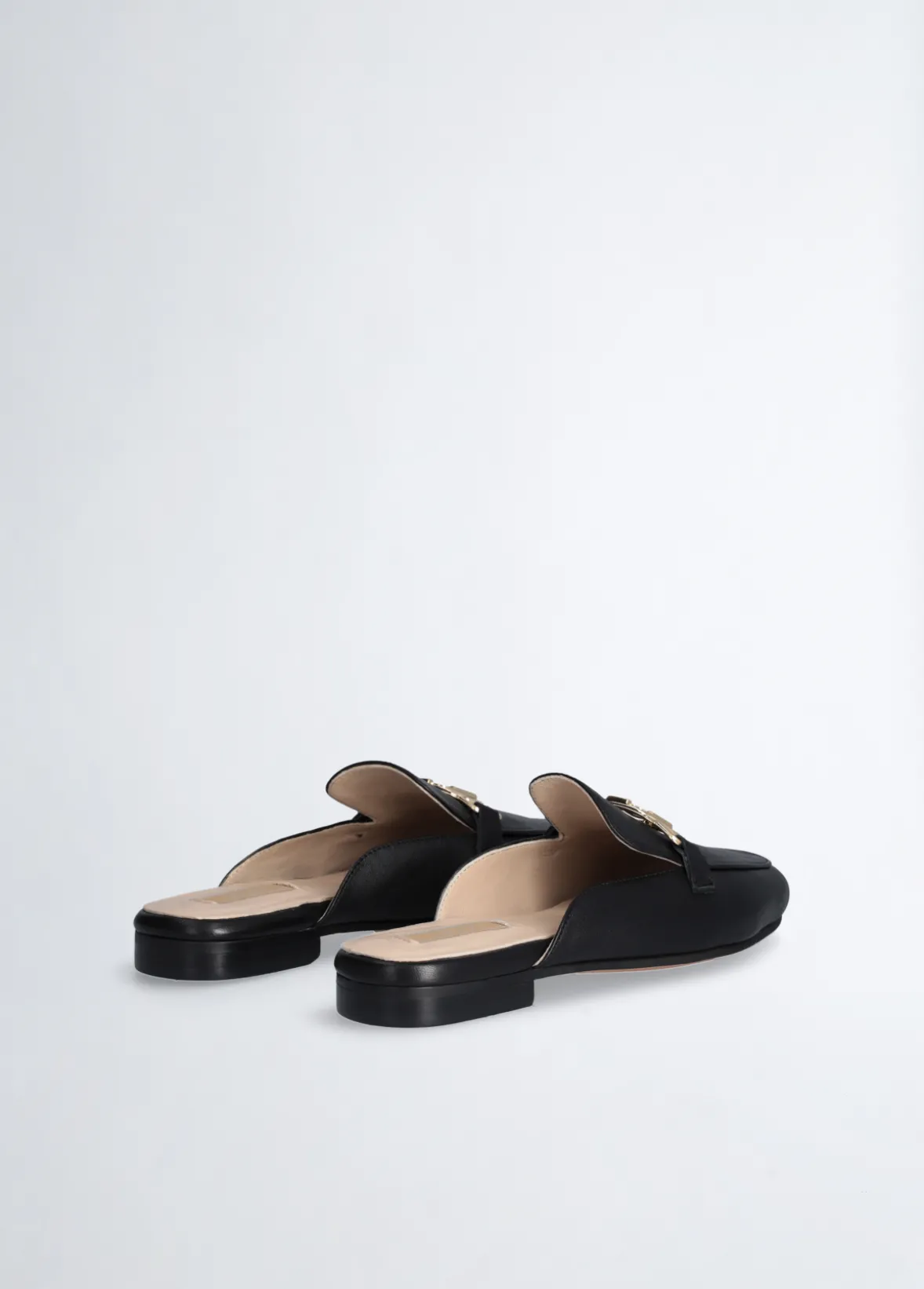 Slippers in pelle con logo