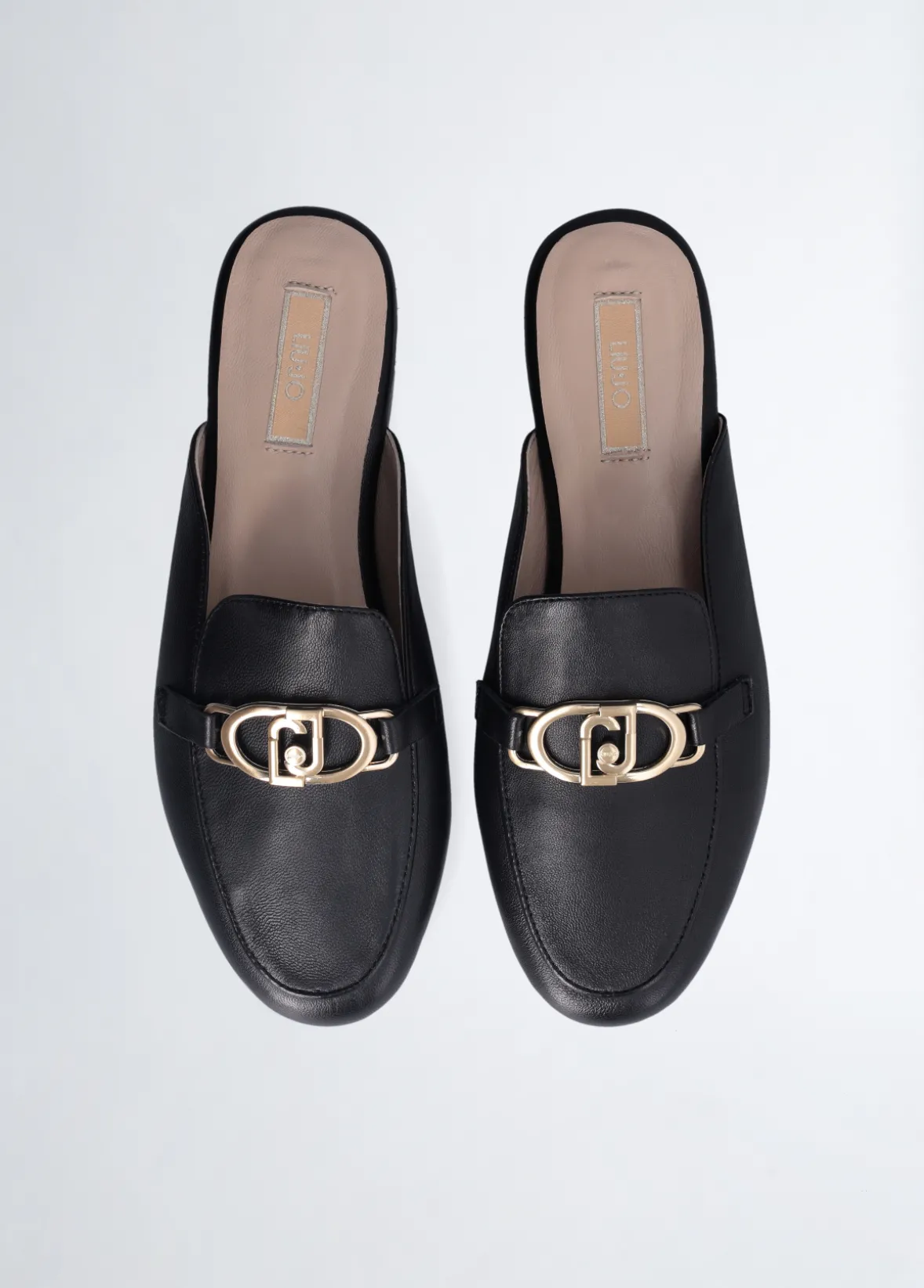 Slippers in pelle con logo