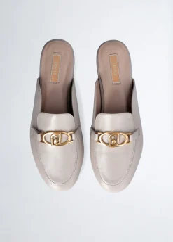 Slippers in pelle con logo