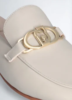 Slippers in pelle con logo