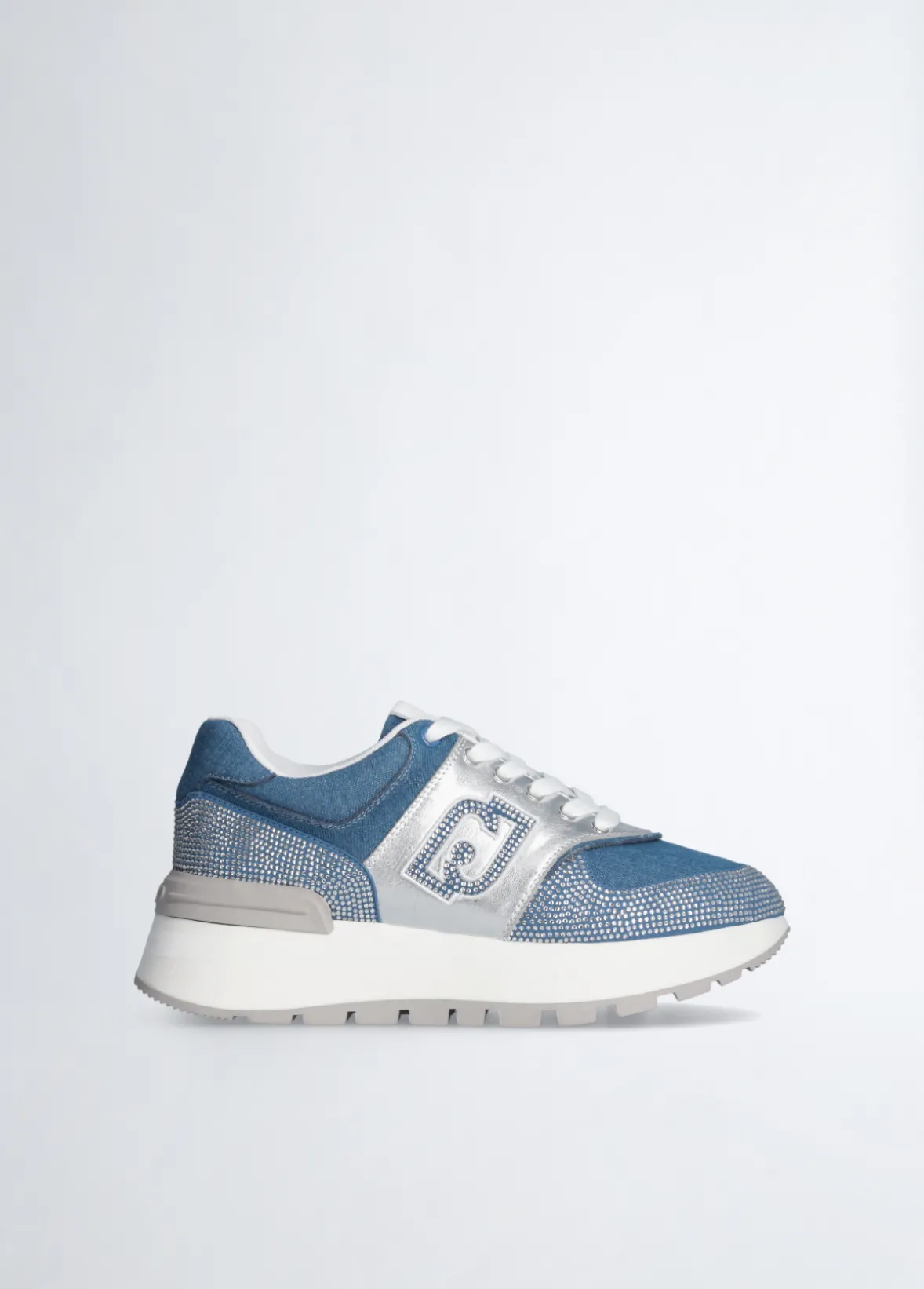 Sneakers in denim con strass