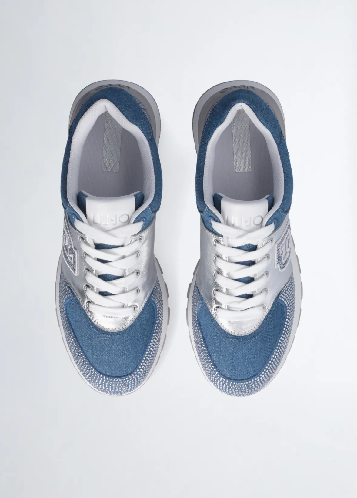 Sneakers in denim con strass
