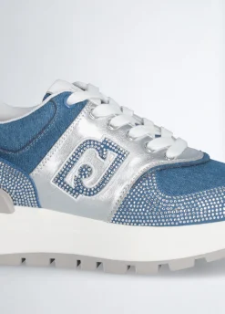 Sneakers in denim con strass