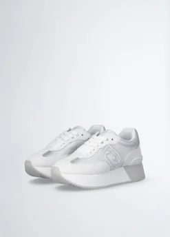 Sneakers in denim effetto laminato