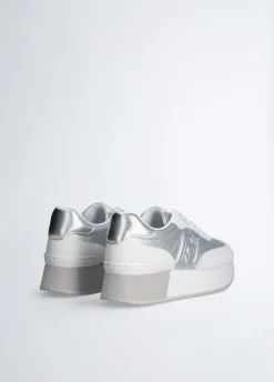 Sneakers in denim effetto laminato