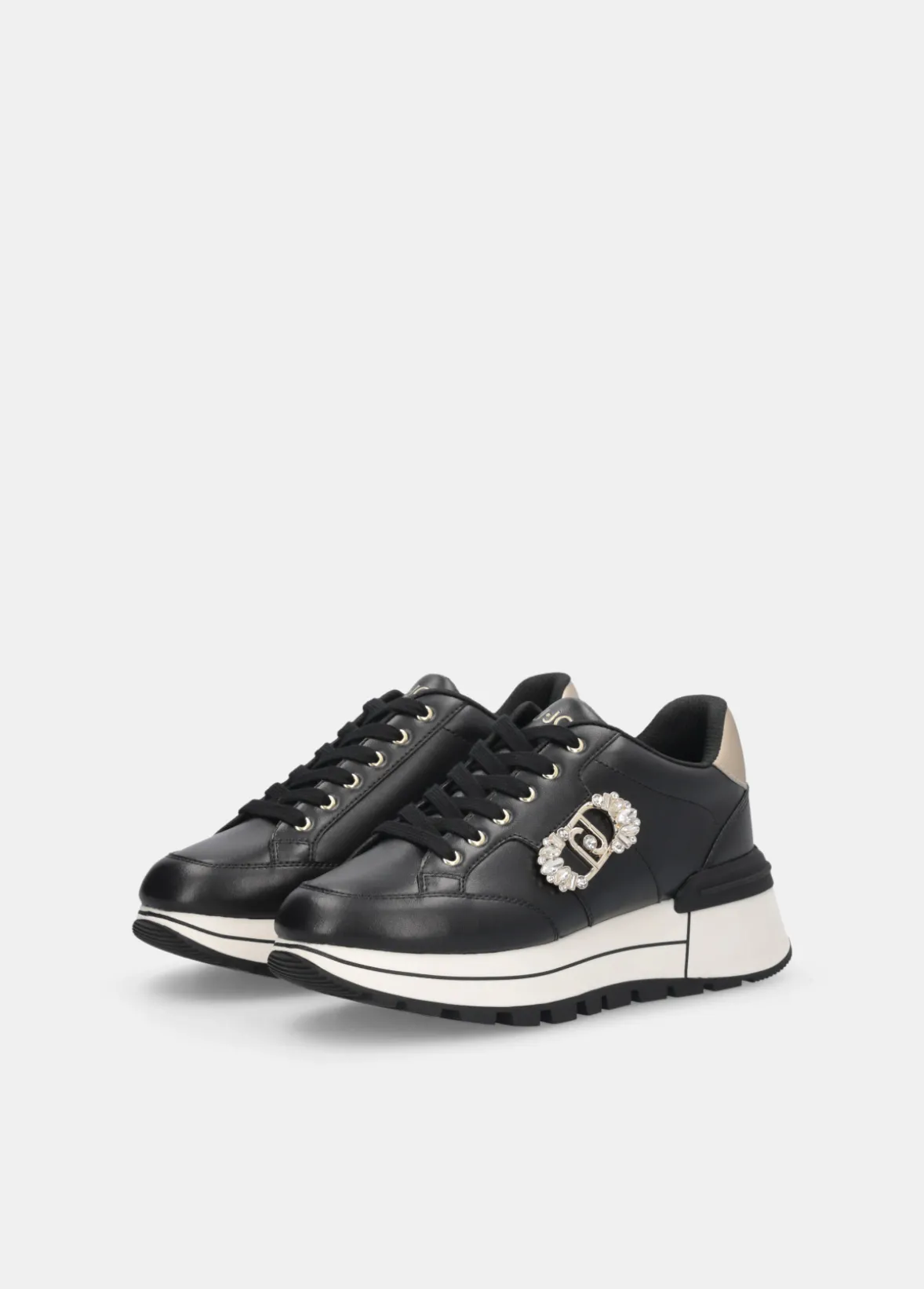Sneakers in pelle con logo gioiello