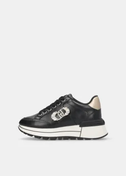 Sneakers in pelle con logo gioiello