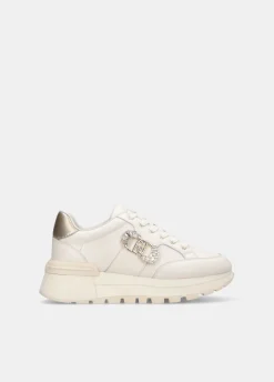 Sneakers in pelle con logo gioiello