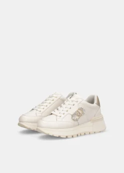 Sneakers in pelle con logo gioiello