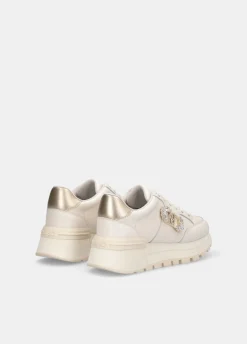 Sneakers in pelle con logo gioiello
