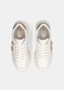 Sneakers in pelle con logo gioiello