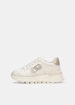 Sneakers in pelle con logo gioiello