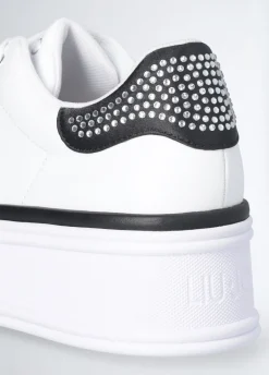 Sneakers in pelle con strass