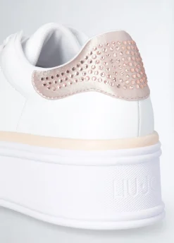 Sneakers in pelle con strass