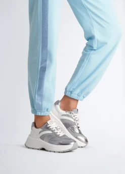Sneakers in pelle e brighty mesh