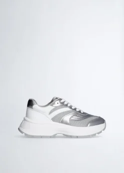 Sneakers in pelle e brighty mesh