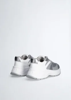 Sneakers in pelle e brighty mesh