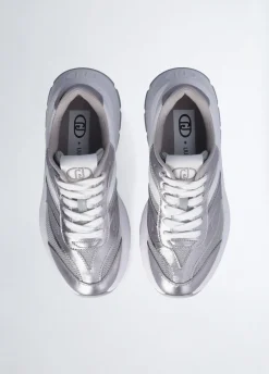 Sneakers in pelle e brighty mesh