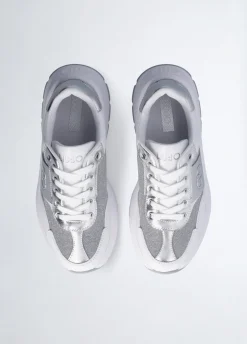 Sneakers in pelle e lurex