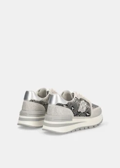 Sneakers in pitone con strass
