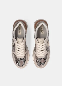 Sneakers in pitone con strass