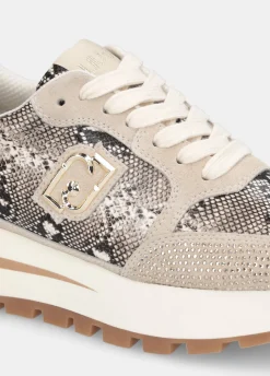Sneakers in pitone con strass