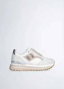 Sneakers platform con ricami floreali