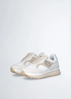 Sneakers platform con ricami floreali