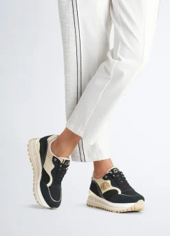 Sneakers platform con ricami floreali