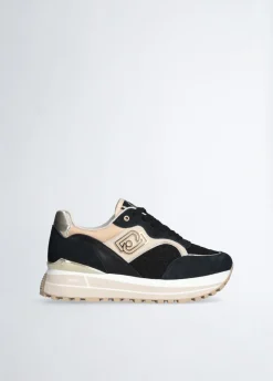 Sneakers platform con ricami floreali