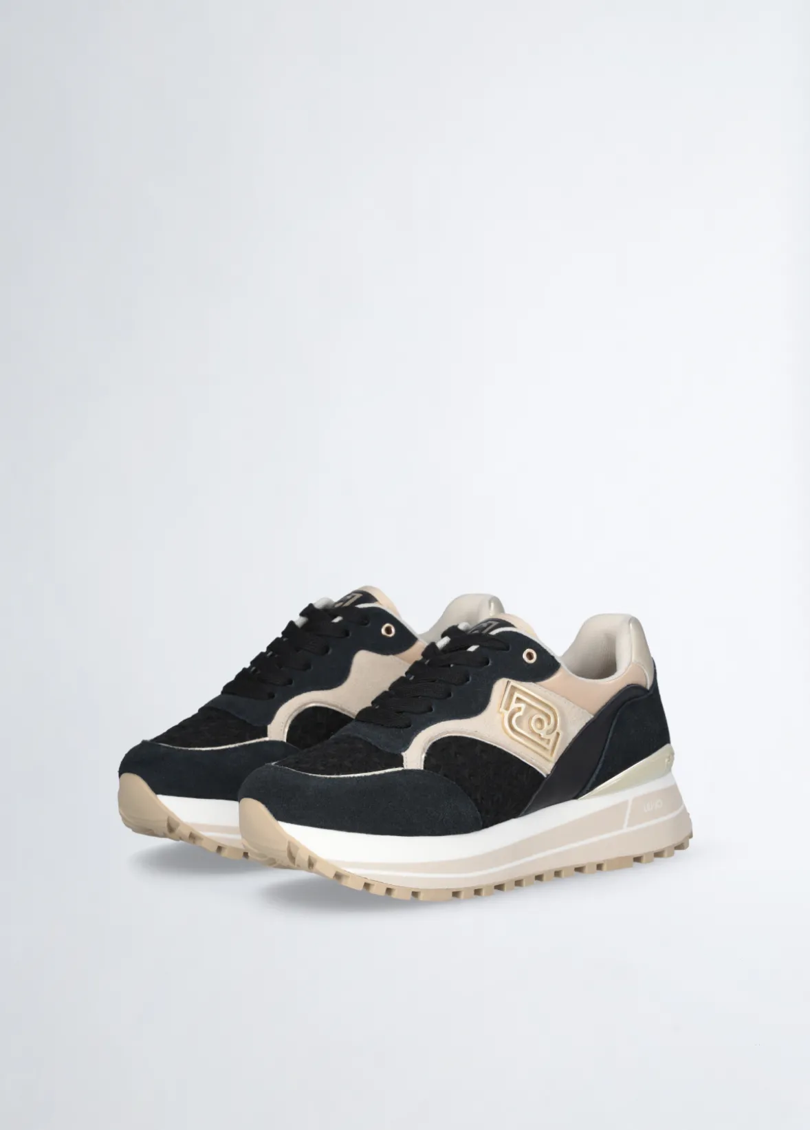Sneakers platform con ricami floreali
