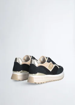 Sneakers platform con ricami floreali