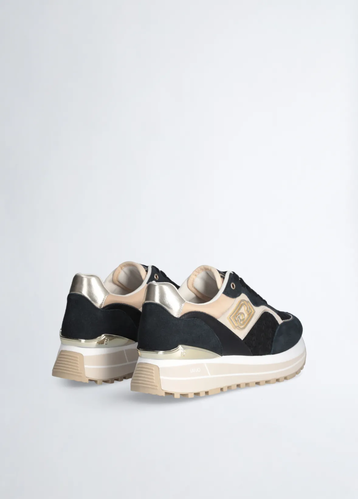 Sneakers platform con ricami floreali
