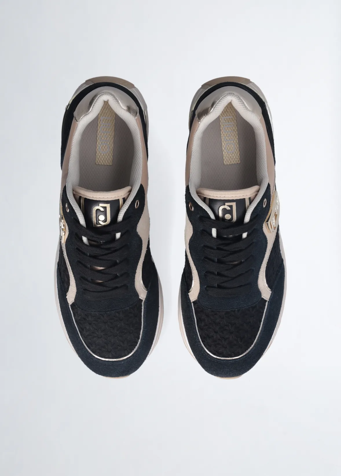 Sneakers platform con ricami floreali