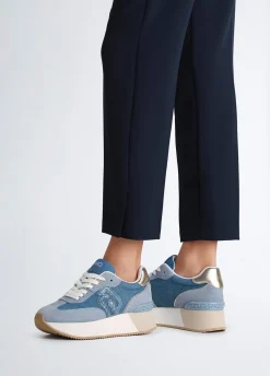 Sneakers platform in denim