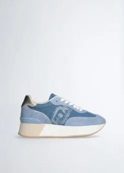 Sneakers platform in denim