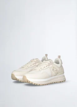 Sneakers platform in pelle e mesh