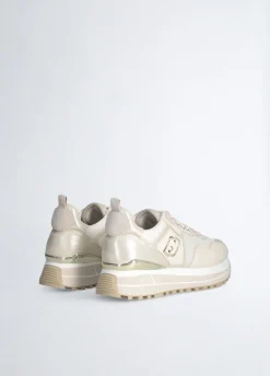 Sneakers platform in pelle e mesh