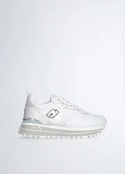 Sneakers platform in pelle e mesh