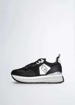 Sneakers platform in pelle e mesh