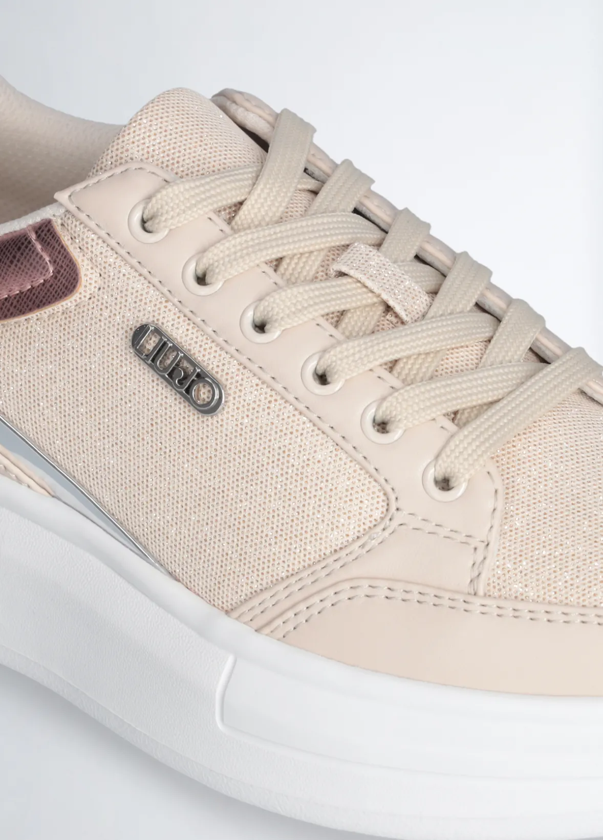 Sneakers platform in shiny mesh