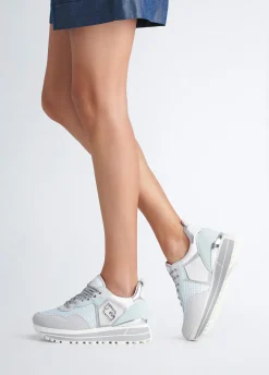 Sneakers platform in suede e mesh