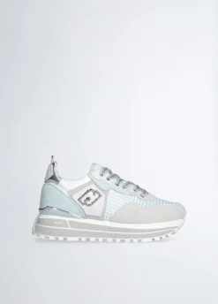 Sneakers platform in suede e mesh