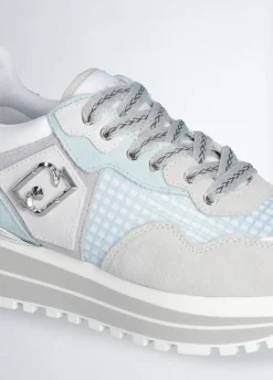 Sneakers platform in suede e mesh