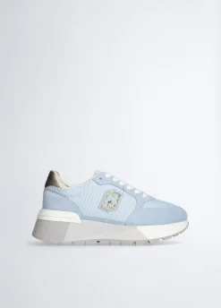 Sneakers platform in suede e mesh