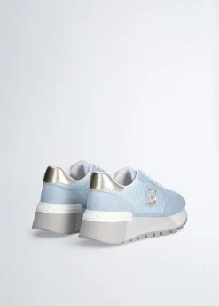 Sneakers platform in suede e mesh