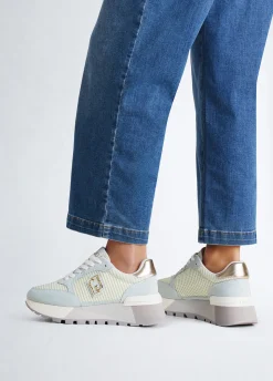 Sneakers platform in suede e mesh