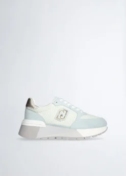Sneakers platform in suede e mesh