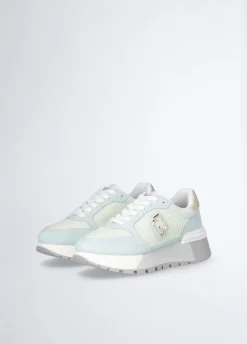 Sneakers platform in suede e mesh